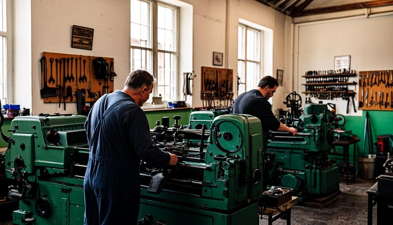 Skilled employees at work in an established British manufacturing workshop.