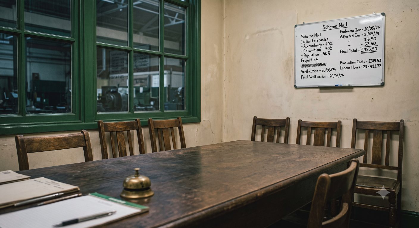 An empty meeting room at an established works